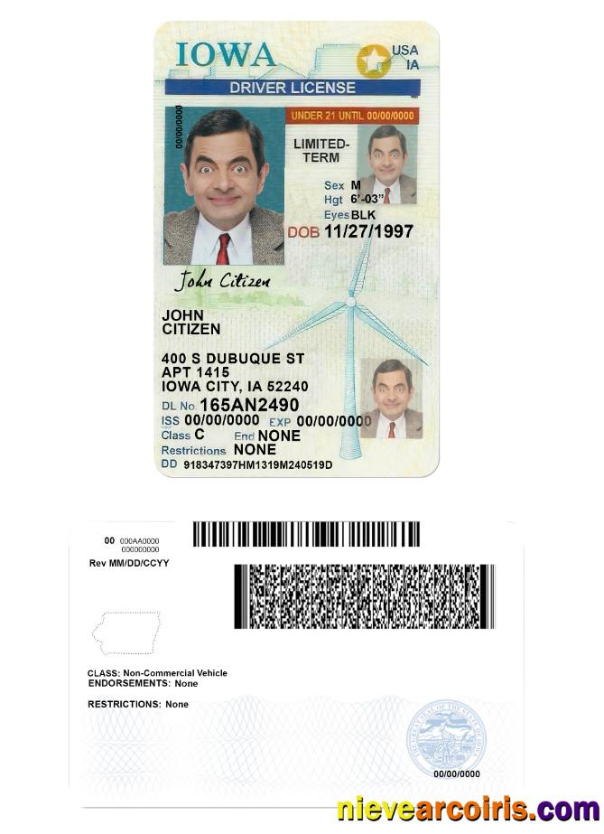 USA Iowa driving license